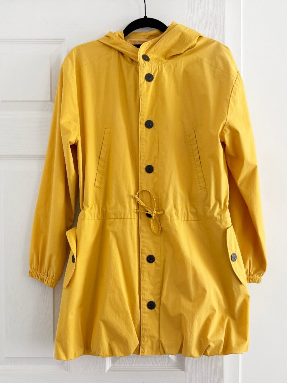 Y-3 Bubble Hem Jacket with Hood in Yellow, size Small.
